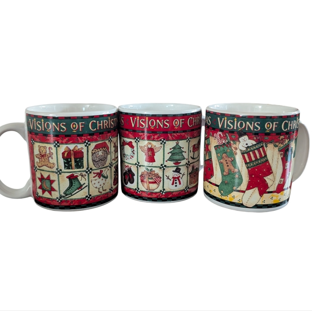 Debbie Mumm "Visions of Christmas" Holiday Mug Set - VINTAGE 1996